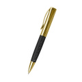 Stylish Faux Leather and Gold Smooth Writing Leather Wrapped Metal Ballpoint Pen for Men and Women